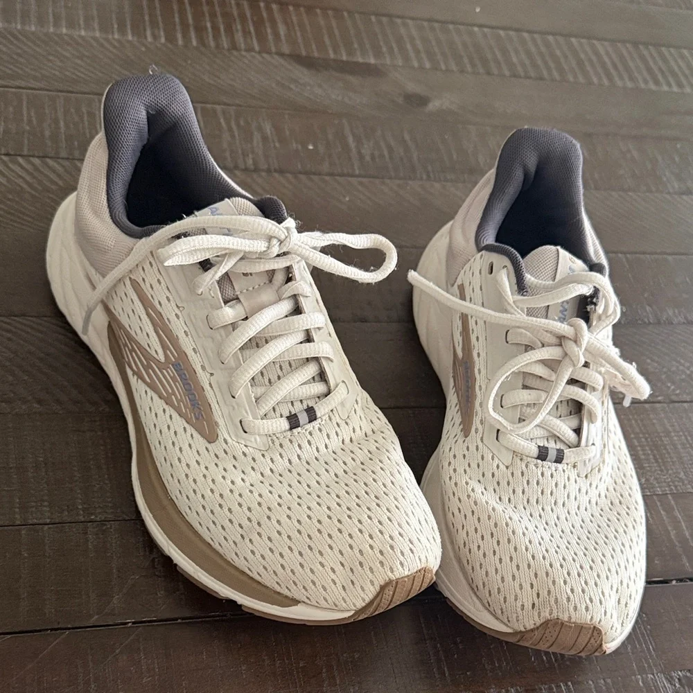 Brooks Cream and Tan Athletic Shoes - Picture 1 of 4